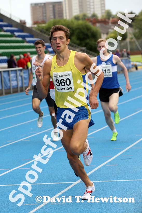 Tom Watson in the 800 metres at the Scottish Championships, Scotstoun  Stadium, Glasgow.